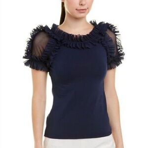 Unique and Fun 💃💙 Gracia Navy Ruffle Sleeve Top